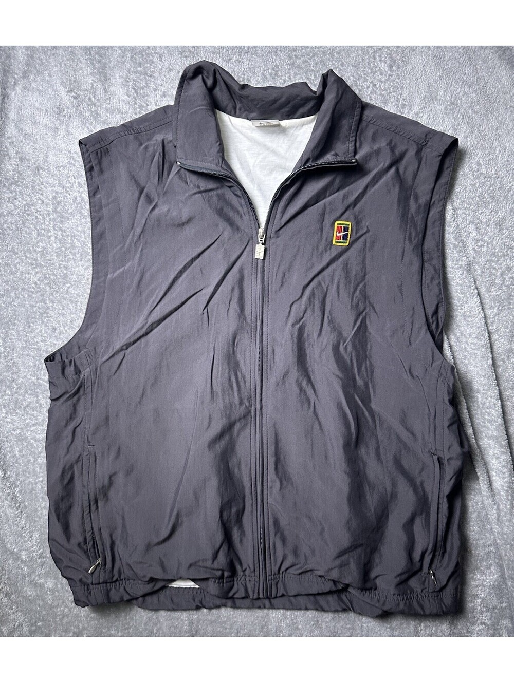 Vintage 90s Nike Court Tennis Windbreaker Vest Gray Full Zip Embroidered Logo